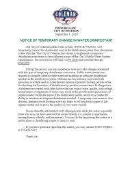 Notice of Temporary Change in Water Disinfectant